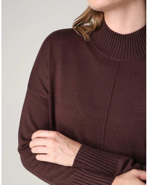 French Connection Purple Cosy Soft Touch High Neck Seam Jumper Mini Dress