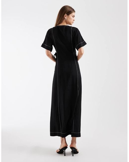 Object Black Long Wrap Maxi Dress