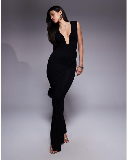 ASOS Blue Sleeveless With Shoulder With Twist Detail Maxi Dress
