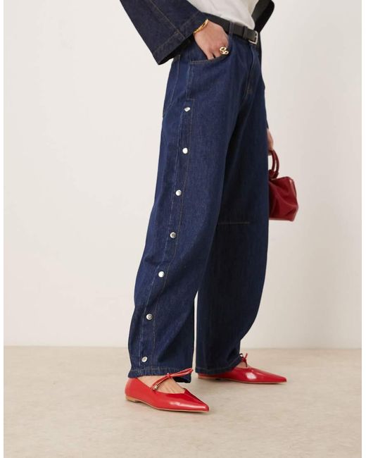 Bailarinas Rojas Con Puntera Fina Y Lazada En El Empeine Lithe De -Blanco ASOS de color Blue