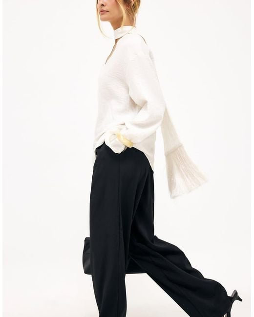 NA-KD White Scarf Fringe Detail Blouse