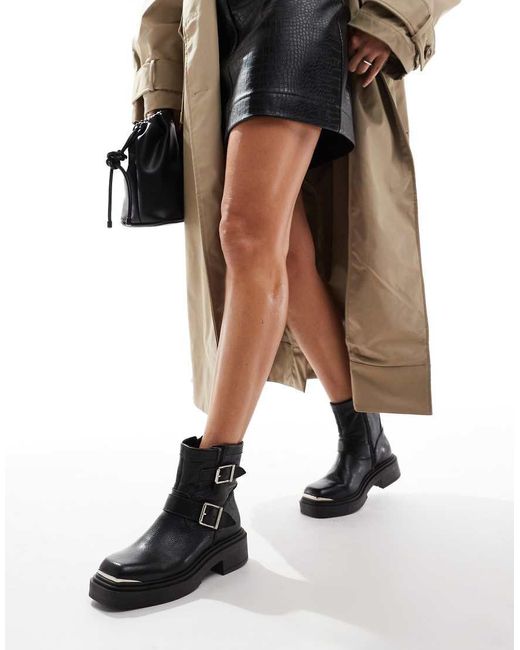 Botines Negros Con Hebilla De Cuero Choice Steve Madden de color Black