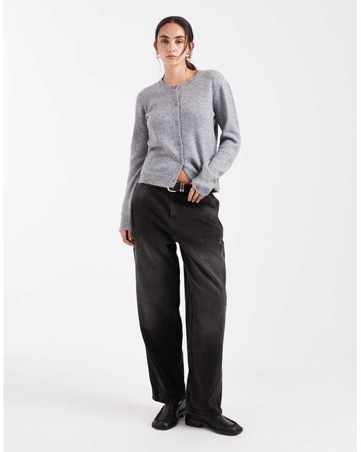 Pieces Gray Knitted Cardigan