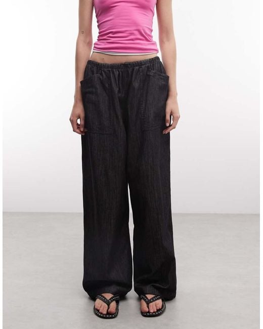 Collusion Pink Wide Leg Skinny Tie Waist baggy Trouser