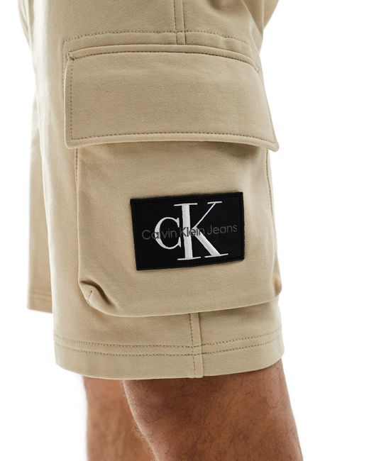 Calvin Klein – shorts aus jersey in Natural für Herren