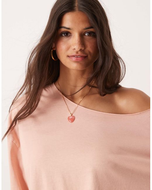 ASOS Natural Slouchy Off Shoulder Oversized Tee