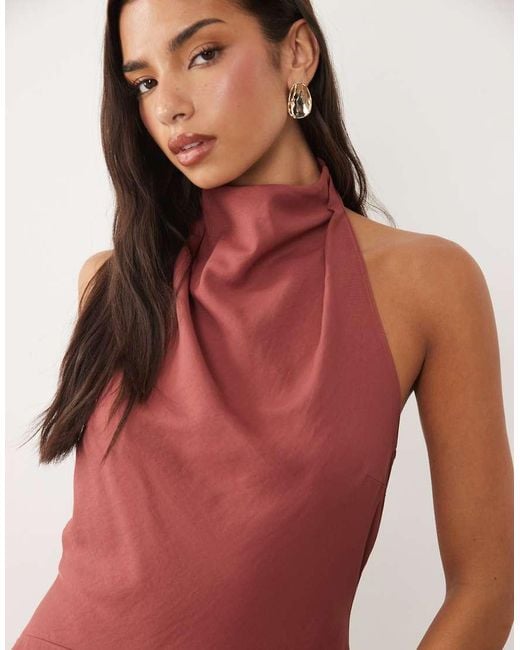 ASOS Red Cowl Neck Double Layer Maxi Dress