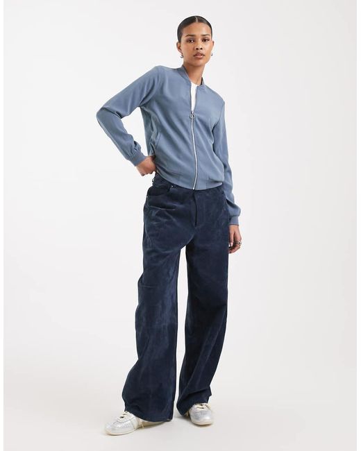 Vero Moda Blue Lightweight Zip Front Bomber Jacket