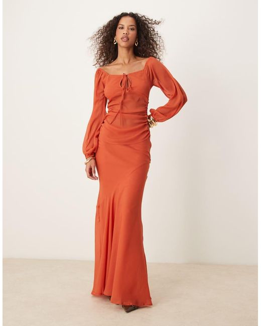 ASOS Maxi Rok Van Chiffon in het Red