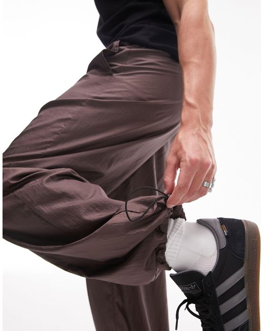 Pantalon baggy en nylon - marron Topman pour homme en coloris Black
