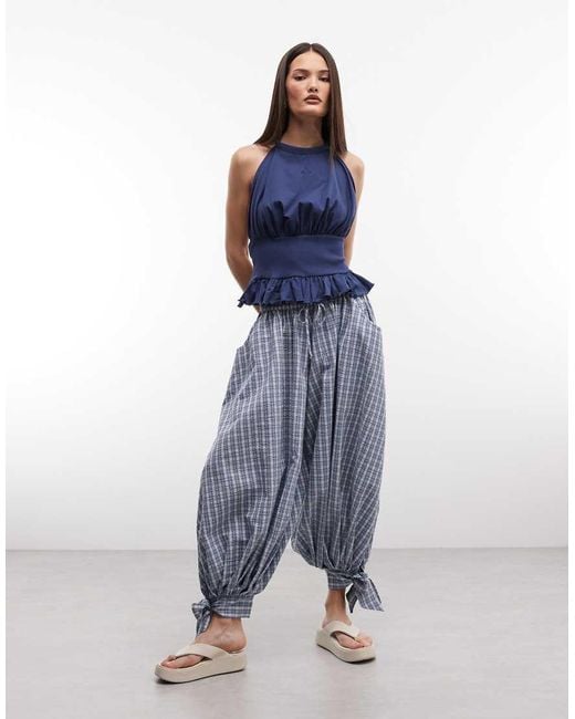 Susmie's Blue Palmer Halterneck Top