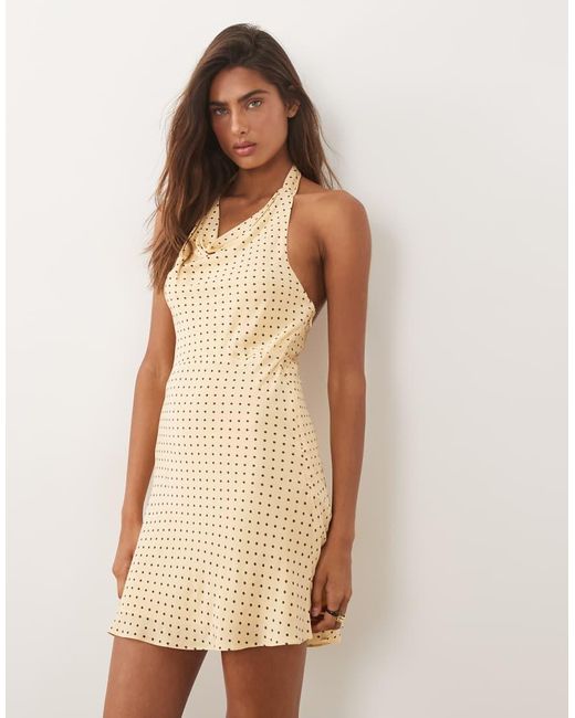 Mango Natural Halterneck Mini Dress