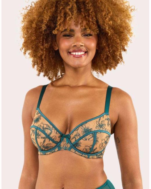 Playful Promises Blue Olivia Embroidery Balconette Bra