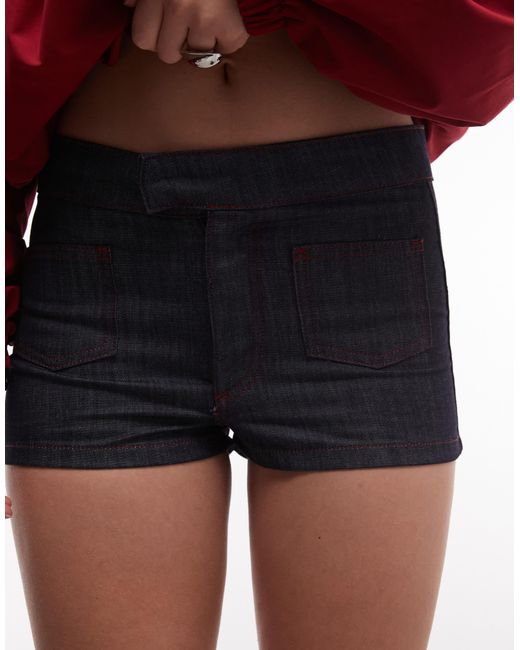 Collusion White Chambray Micro Shorts