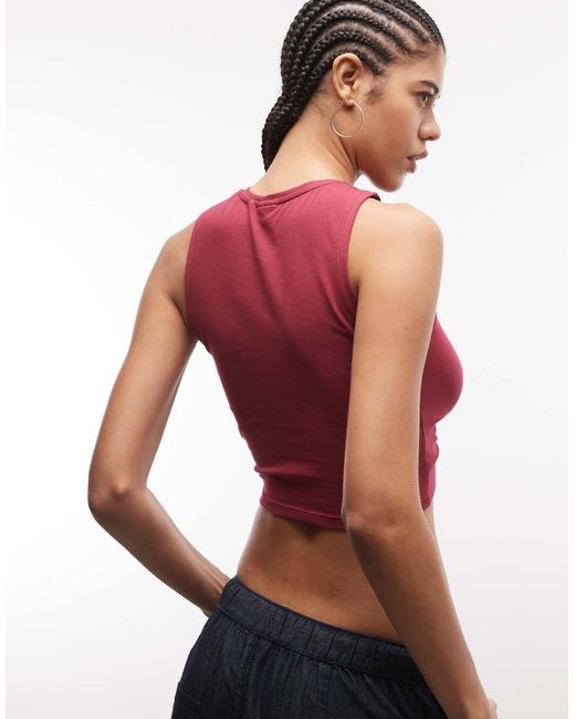 Noisy May Red Twist Front Crop Top