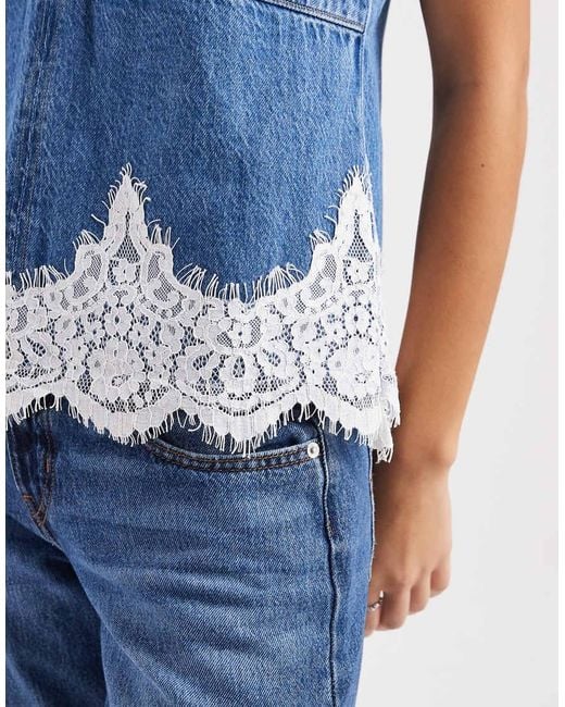 Levi's Blue Denim Lace Cami Co-Ord