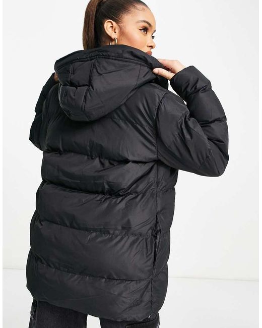 Threadbare Black Hayley Mid Length Puffer Jacket