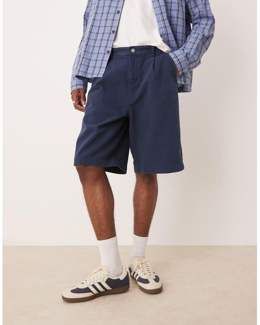 ASOS Lange Geplooide Jort in het Blue voor heren