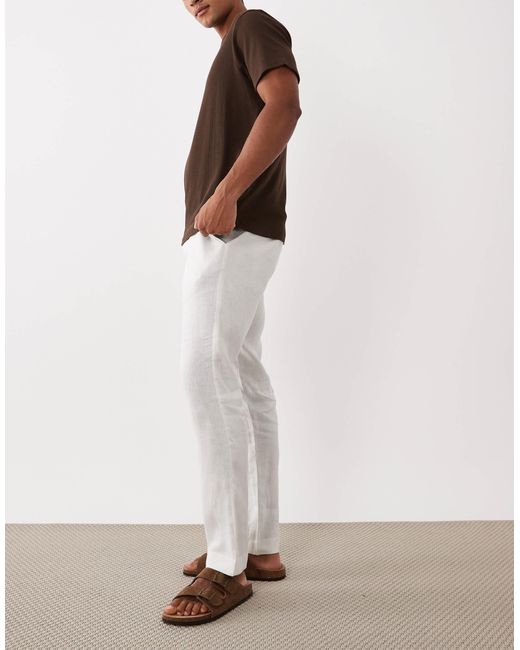 Mango White Linen Trouser for men
