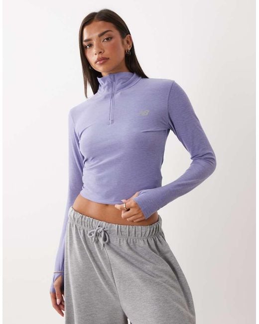 New Balance Purple Sport Essentials Space Dye 1/4 Zip
