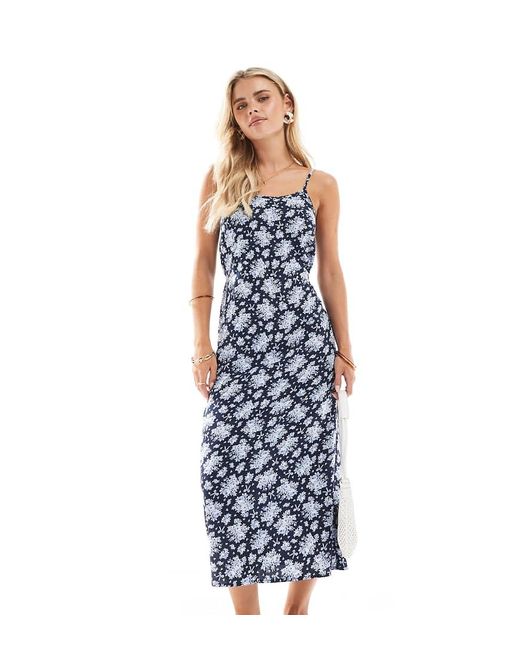 Miss Selfridge Blue Strappy Scoop Neck Maxi Slip Dress