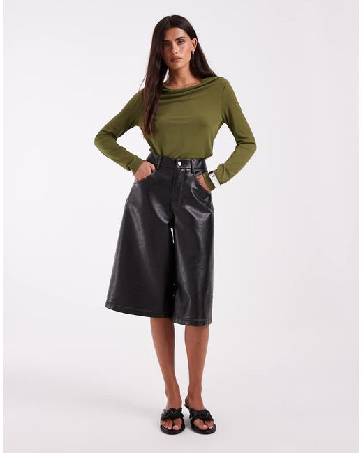 Vero Moda Green Long Sleeve Waterfall Top