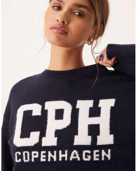 New Look Blue Copenhagen Slogan Jumper