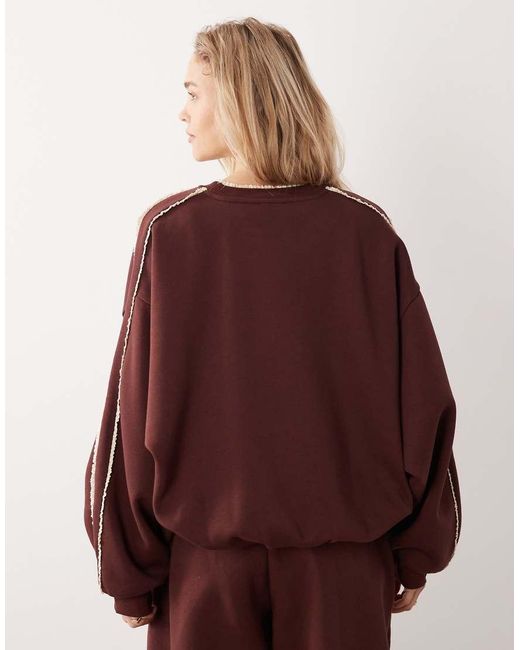 ASOS Brown Sweatshirt Co-ord With Crochet Lace Detail