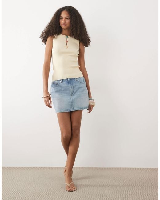 Mango Brown Ribbed Sleevless Top