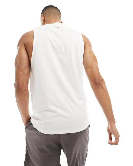 ASOS 4505 White Icon Training Sleeveless Tank With Dropped Armhole And Quick Dry for men