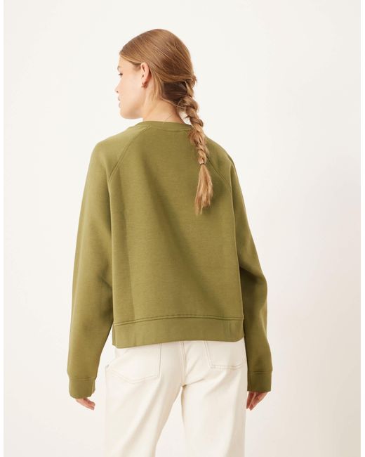 ASOS Natural Oversized Brushback Sweatshirt With Raglan Detail