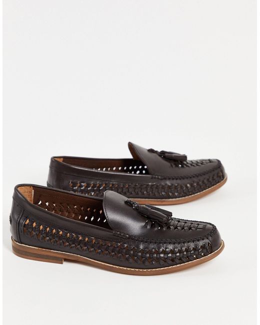 Office Brown Clapton Woven Tassel Loafers for men