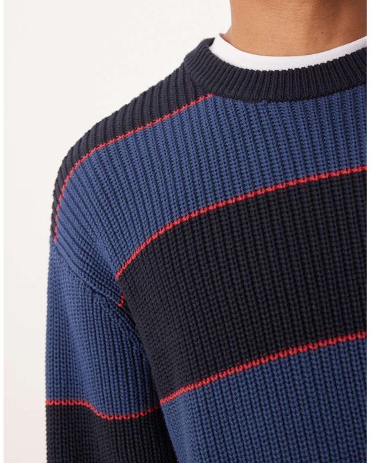 Abercrombie & Fitch Blue Knitted Crew Neck Fisherman Jumper for men