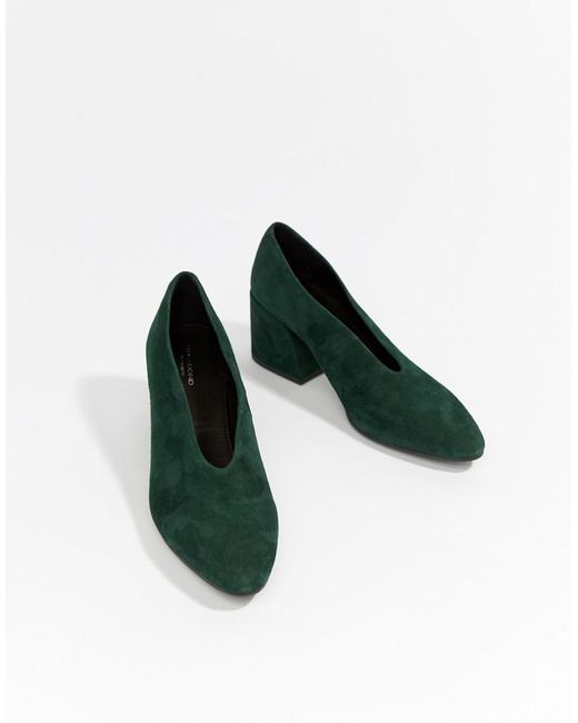 Vagabond Green Olivia Pointed Block Heel Suede Shoes