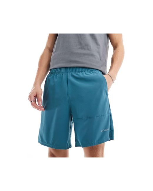 Columbia Blue Hike Block Shorts for men
