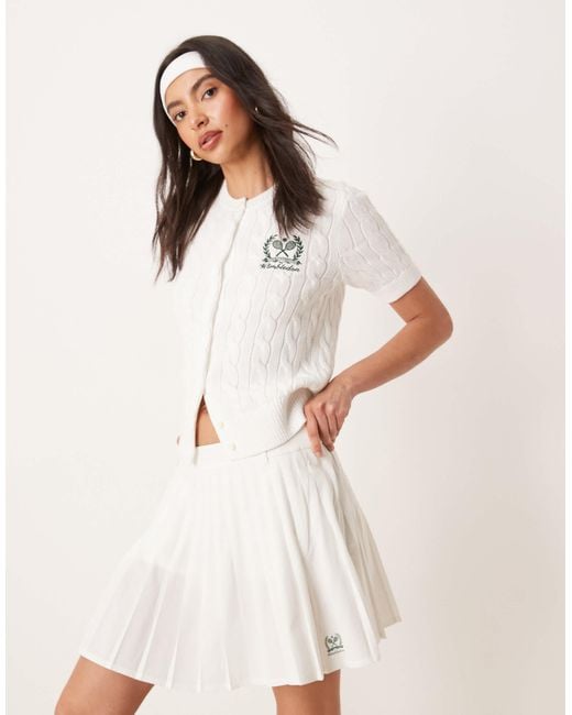 Polo Ralph Lauren Natural Wimbledon Capsule Logo Micro Pleat Tennis Skirt Co-ord
