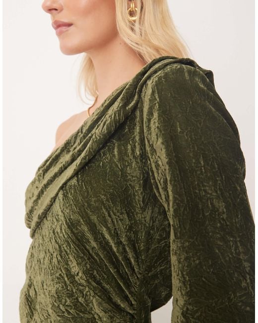 ASOS Green Asos Design Tall Velvet Asymmetric Draped Maxi Dress