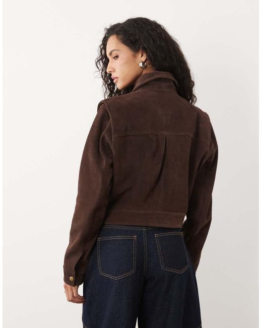 Barney's Originals Brown Cropped Buffalo Suede Jacket