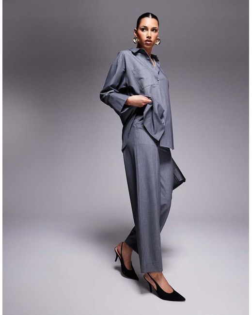 River Island Blue Wide Leg Tailored Trouser Co-ord