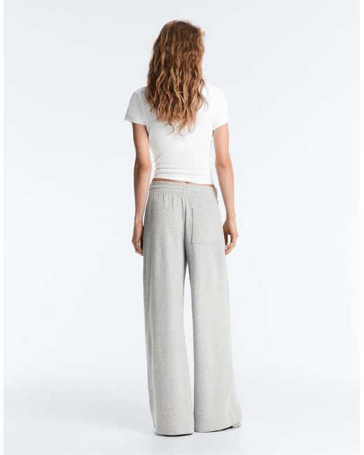 Oysho White Fitted Rib Cotton Blend T-shirt