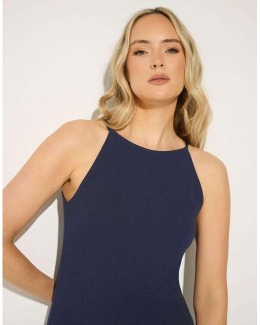 Long Tall Sally Blue High Neck Midi Dress