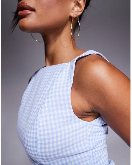 Kaiia Multicolor Exclusive Cotton Rich Square High Neck Sleeveless Puffball Mini Dress