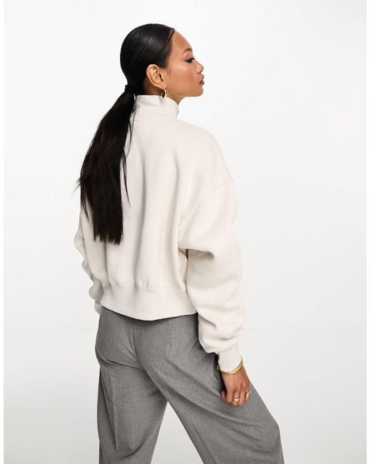 Nike White Mini Swoosh 1/4 Zip Fleece Sweatshirt