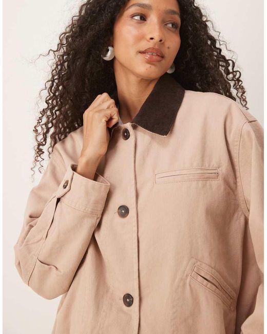 ASOS Pink Bomber Jacket With Chocolate Collar