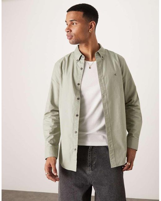Calvin Klein Natural Long Sleeve Oxford Shirt for men