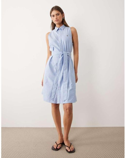 Polo Ralph Lauren Blue Woven Sleeveless Shirt Day Dress