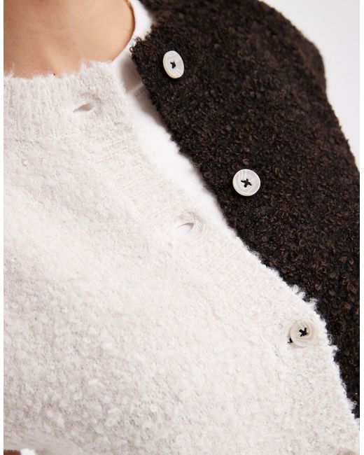 Object White Contrast Boucle Knitted Vest