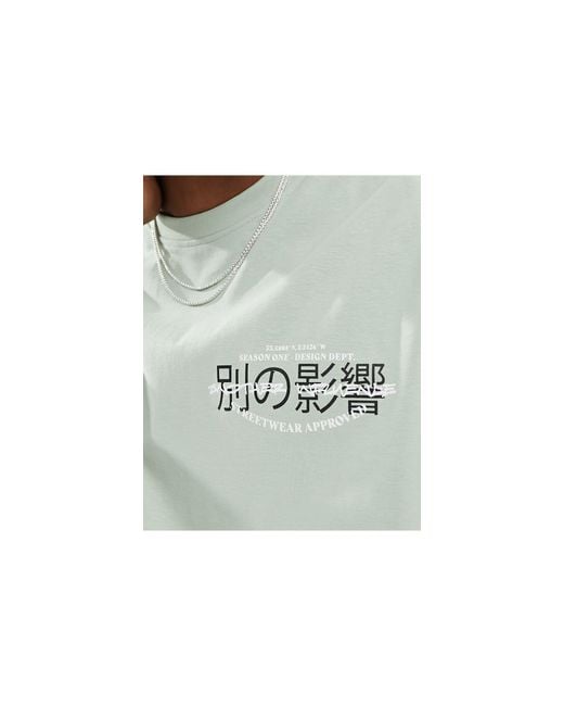 Another Influence Gray Boxy Logo Print T-shirt for men