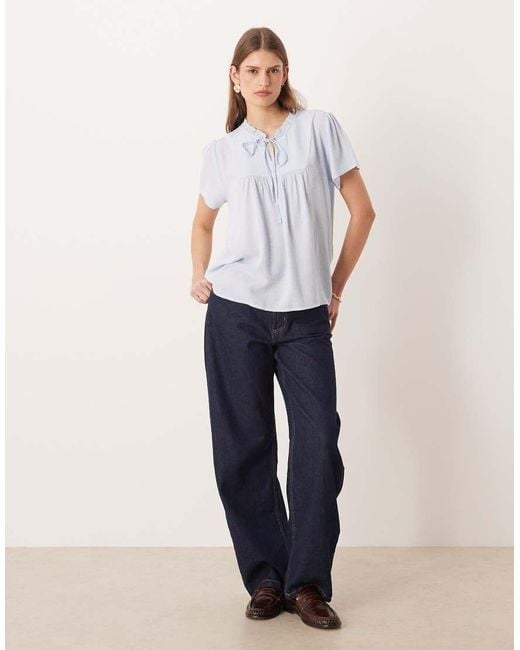 Jdy White Textured Short Sleeve Blouse