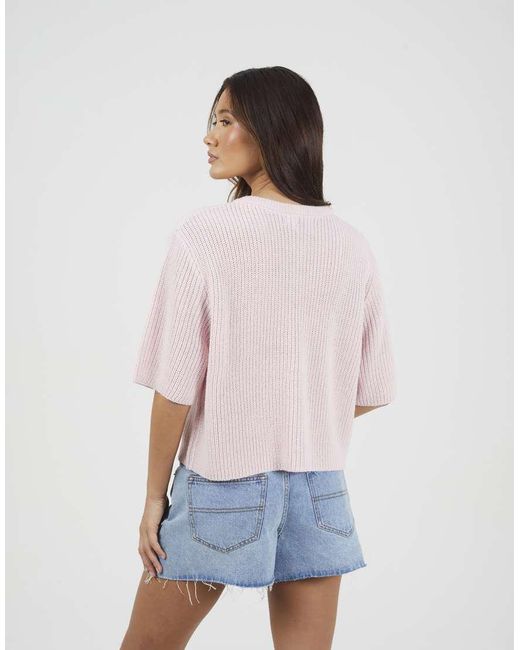 Brave Soul White Short Sleeve Crew Neck Fisherman Knit Cardigan